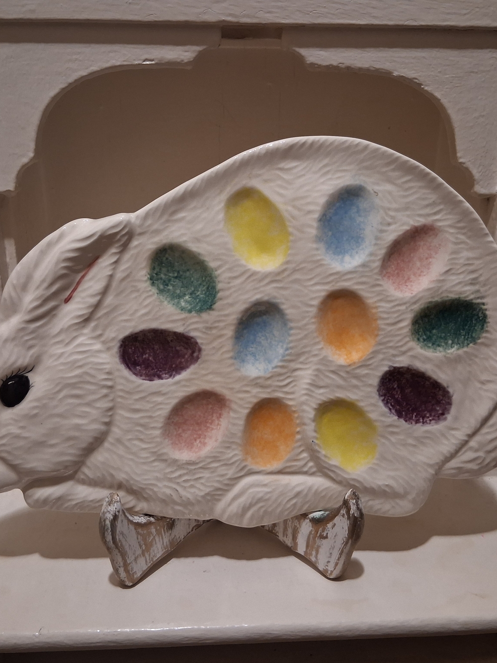 Vintage Ceramic Easter Bunny Deviled Egg Platter